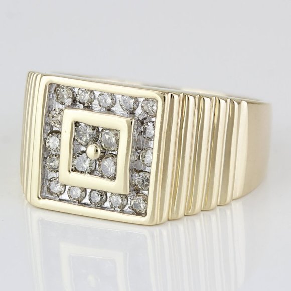 14k Yellow Gold Half Carat Vintage Diamond Men's Ring - Picture 3 of 7